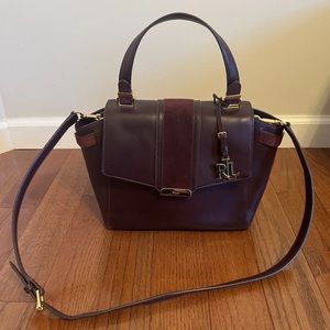 Authentic Ralph Lauren Plum Burgundy Medium Size Satchel Handbag